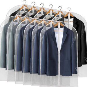 New 40" All Clear Garment Bags for Hanging Clothes, 12 Packs Suit Bags for Close